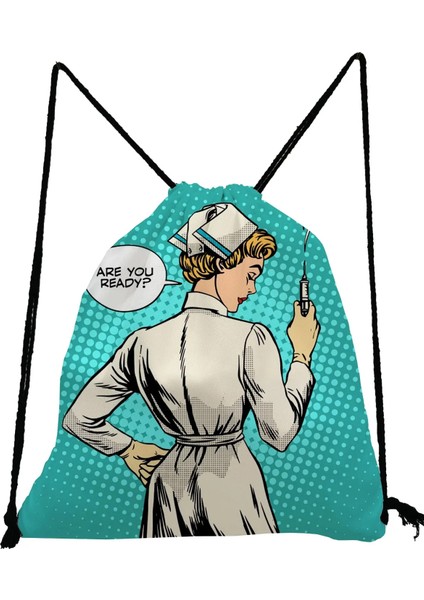 SK1234 Hemşire Stili Hemşire Ipli Çanta Moda Çocuk Sırt Çantası Karikatür Genç Bookbag Hediye Saklama Çantası Seyahat Çantaları Yumuşak Sırt Çantası Özel Desen (Yurt Dışından)