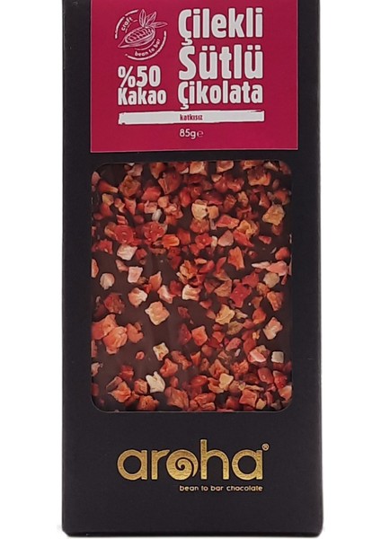 Çilekli Sütlü Çikolata - % 50 Kakao