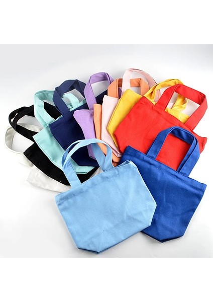 No.7 Tarzı Yeni Tuval Pamuk Basit Alışveriş Çantaları Moda Düz Renk Rahat Paket El Çantası Katlanabilir Çanta Büyük Kapasiteli Tote (Yurt Dışından)