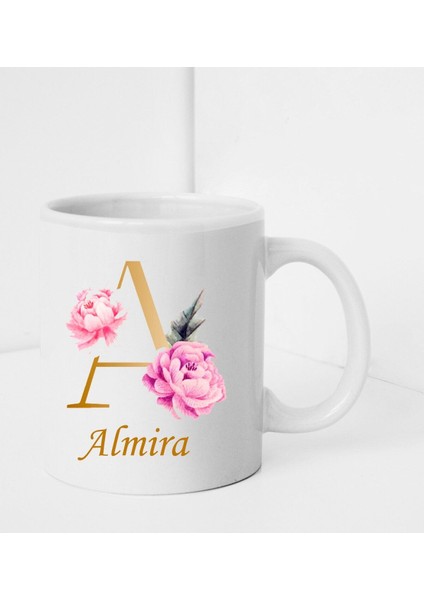 Kişiye Özel Baş Harf ve Isim Soyisim Tasarımlı Beyaz Kupa