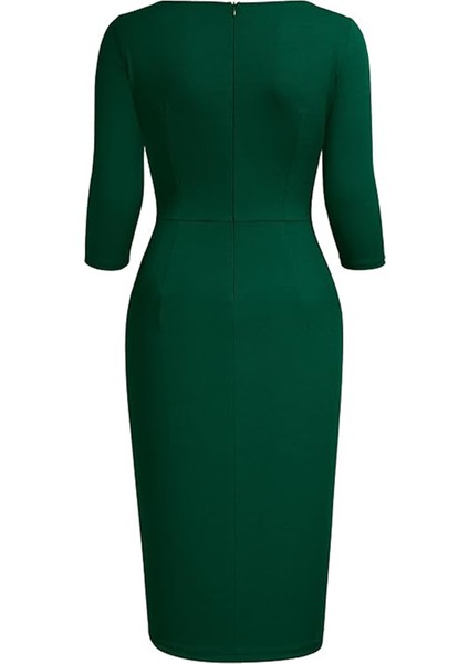 Kadın Büyük Beden Yeşil bodycon Fırfırlı Yırtmaçlı Büyük Beden Abiye Elbise modelleri