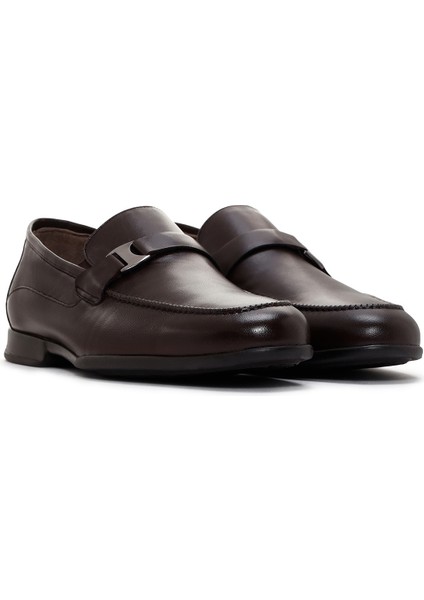 Erkek Kahverengi Deri Klasik Loafer