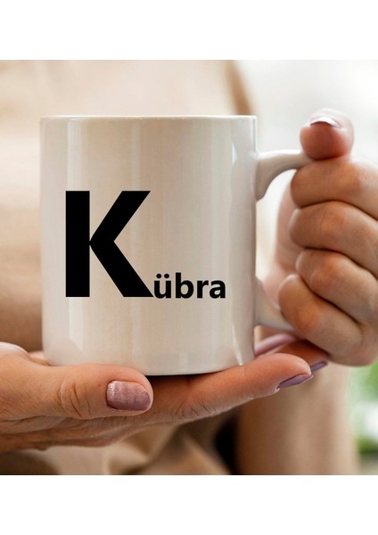 Kişiye Özel Baş Harf ve Isim Soyisim Tasarımlı Beyaz Kupa