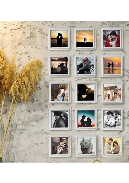 Kişiye Özel 15 Adet 8,5x8.5 Sök Tak Fotoğraflı Çerçeve