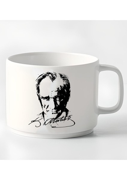 Kişiye Özel Atatürk Tasarımlı Porselen Kupa Nescafe Fincanı
