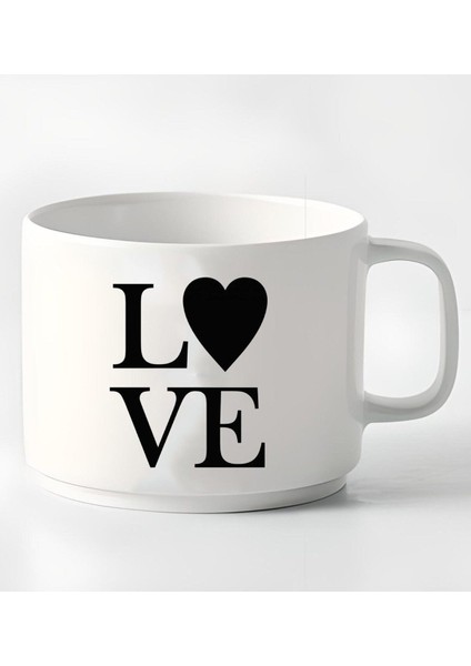 Kişiye Özel Love Tasarımlı Porselen Kupa Nescafe Fincanı