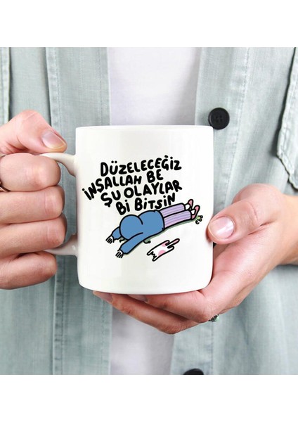 Kişiye Özel Düzeleceğiz Tasarımlı Beyaz Kupa