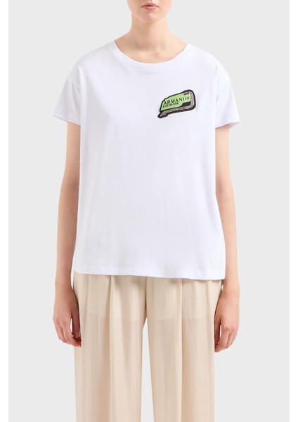 Pamuklu Relaxed Fit Bisiklet Yaka T Shirt Bayan T Shirt 3DYT16 YJ3RZ 1000