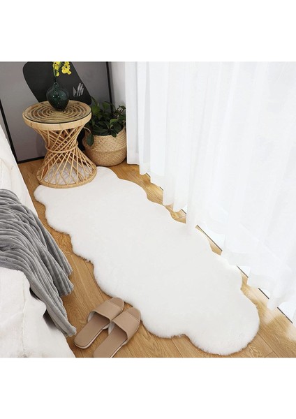 Soft Ultra Yumuşak Tüylü Yıkanabilir Tavşan Premium Kalite Post Peluş Shaggy Halı, Tavpreçkkrem,