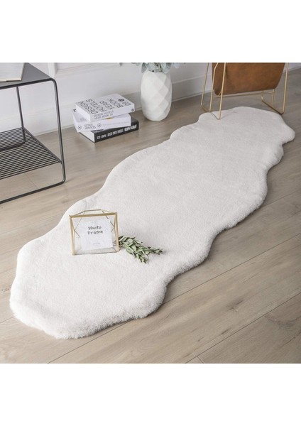 Soft Ultra Yumuşak Tüylü Yıkanabilir Tavşan Premium Kalite Post Peluş Shaggy Halı, Tavpreçkkrem,