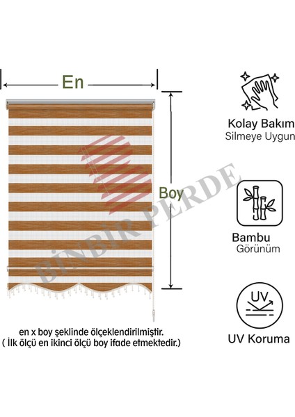 Binbir Perde Kahverengi Kırçıllı Boncuklu Zebra Perde