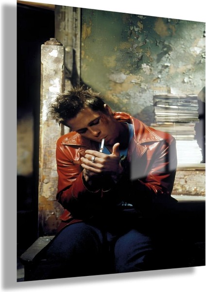 Temperli Gerçek Cam Tablo Brad Pitt In Fight Club Görseli