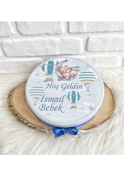 150 Adet +200 gr Draje Uçan Balon Temalı Isme Özel Hosgeldin Erkek Bebek Doğum Günü Hediyelik Çikolata