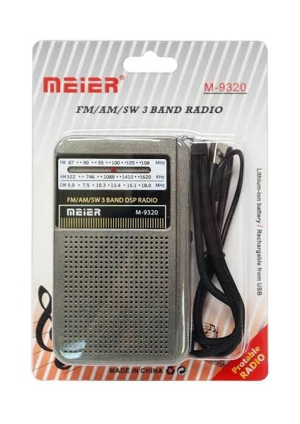 M-9320 Şarjlı Fm Am Sw 3 Bandlı Cep Radyosu El Radyosu