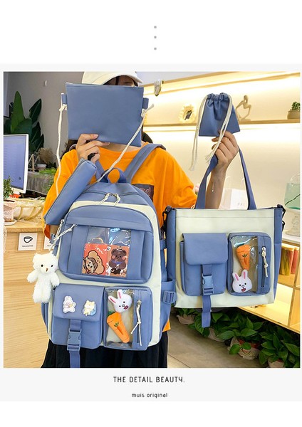 5 Parçalı Büyük Kapasiteli Okul Çantası Seti (Yurt Dışından) fırsatları