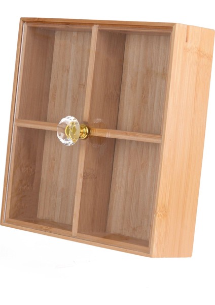 Bambu Kapaklı Çerezlik Sunumluk 4 Bölmeli