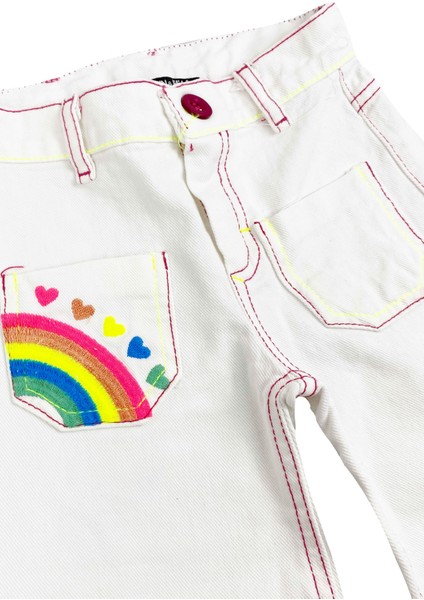 Rainbow Bilek Boy Kız Bebek Jean Kot Pantolon