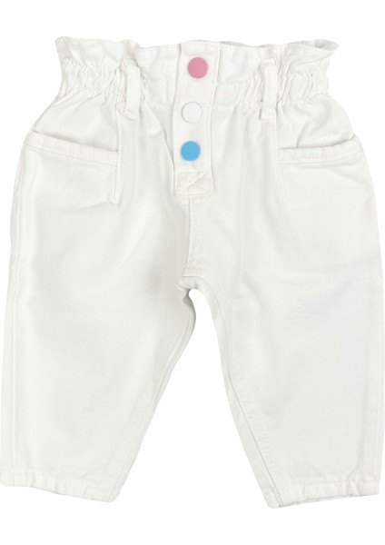 Beli Lastikli Balon Jean Kot Bebek Pantolon Beyaz