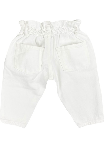 Beli Lastikli Balon Jean Kot Bebek Pantolon Beyaz