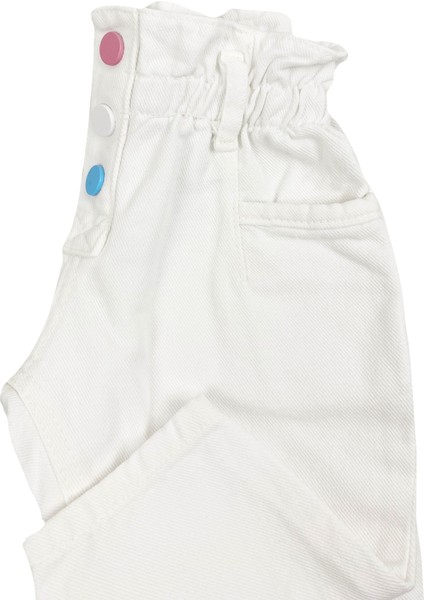 Beli Lastikli Balon Jean Kot Bebek Pantolon Beyaz