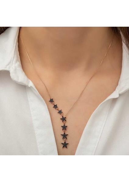 Gümüş Siyah Kayan Yıldızlar Bayan Kolye fiyatları