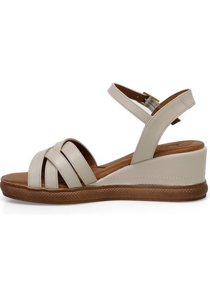 DS24024 4fx Bej Kadın Dolgu Topuk Sandalet