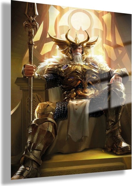 Temperli Gerçek Cam Tablo Film Karakteri Odin Portresi