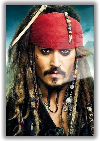 Temperli Gerçek Cam Tablo Captain Jack Sparrow Portresi