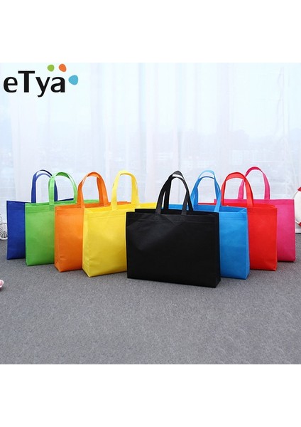 36X45CM Tarzı Etya Büyük Kapasiteli Katlanabilir Alışveriş Çantaları Yeniden Kullanılabilir Alışverişçi Kadın Çantaları Dokunmamış Kumaş Omuz Çantası Depolama Organizatör Tote (Yurt Dışından)