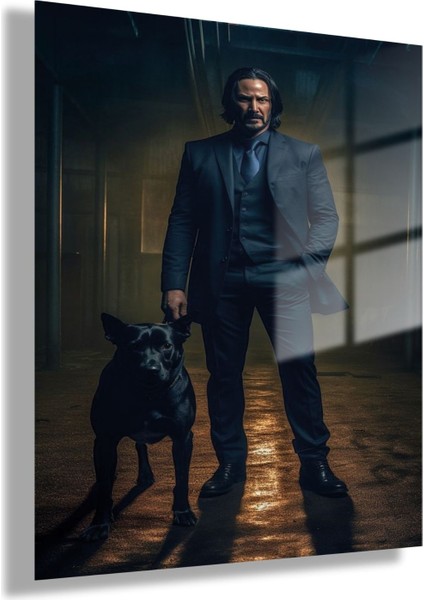 Temperli Gerçek Cam Tablo Film Karakteri John Wick