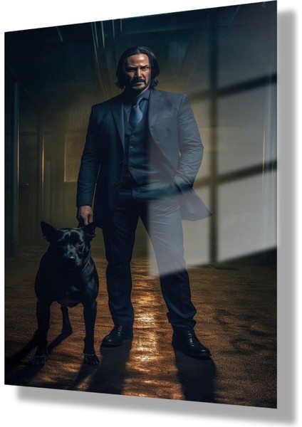 Temperli Gerçek Cam Tablo Film Karakteri John Wick