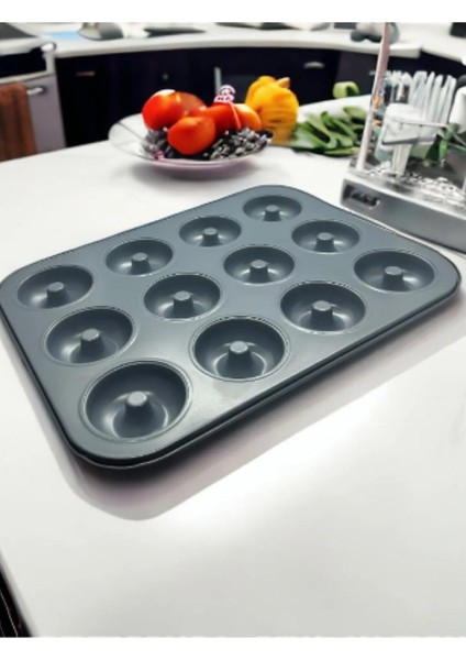 12'li Yanmaz Yapışmaz Teflon Muffin Kek Kalıbı