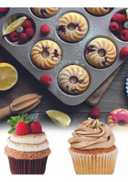 12'li Yanmaz Yapışmaz Teflon Muffin Kek Kalıbı modelleri