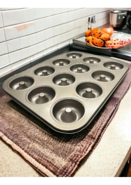 12'li Yanmaz Yapışmaz Teflon Muffin Kek Kalıbı fırsatları