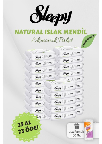 Natural Islak Bebek Havlusu 25 Al 23 Öde Hediyeli