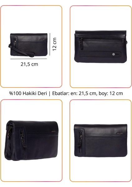 Grande Hakiki Deri Erkek El Çantası Lacivert 4271 fiyatları