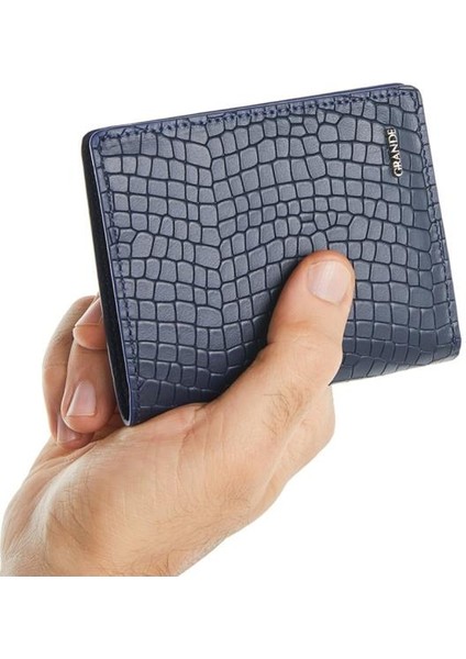 Grande Hakiki Deri Erkek Cüzdan Croco Lacivert 1590 fırsatları