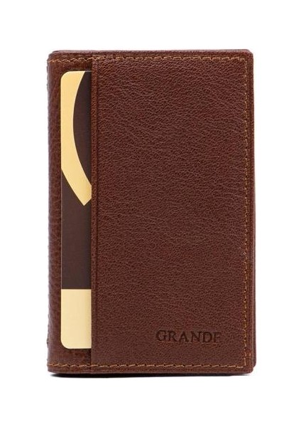 Grande Hakiki Deri Erkek Kartlık Taba 825
