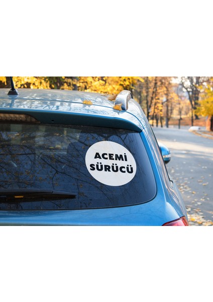 Acemi Sürücü Sticker Etiket 15CM - Beyaz Renk - (araç camı içerisinden yapıştırılır)