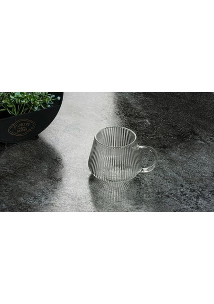 Çizgili Borosilikat Cam Kupa