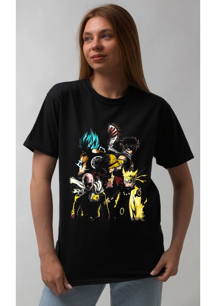 Naruto - Heroes' Temalı Oversize Street Wear Unisex Tişört.