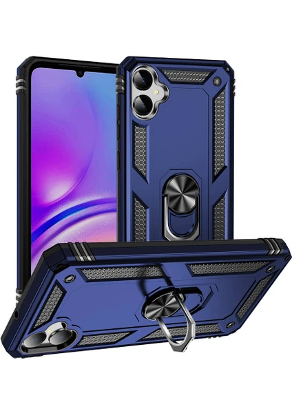 Case World Samsung Galaxy A05 Kapak Military Yüzüklü Stantlı Panzer Tank Kılıf - Lacivert