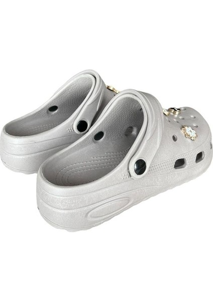 Yüksek Taban Aksesuarlı Kadın Sandalet FÜME fırsatları