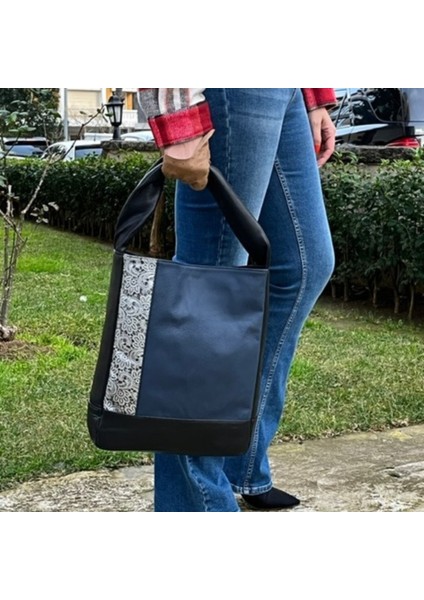 Helen Model Deri Patchwork Lacivert & Siyah Renk Omuz Çantası fiyatları