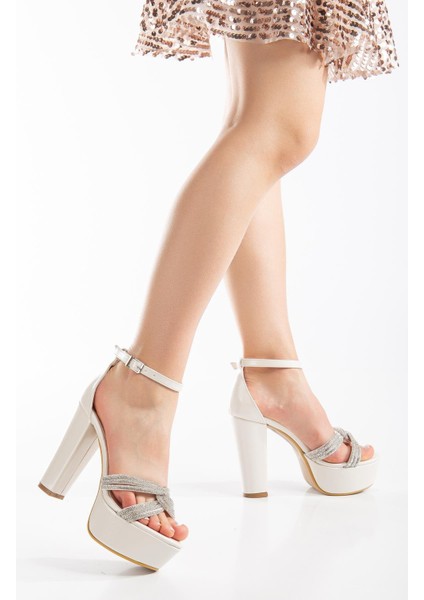 Saten Örgü Taşlı 40MM Sedef Kadın Platform Topuklu Abiye Ayakkabı fiyatları