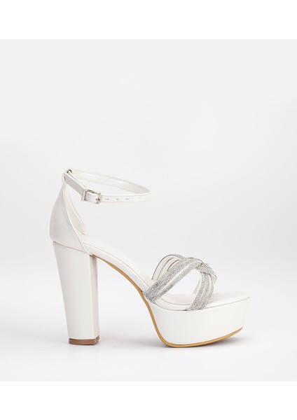 Saten Örgü Taşlı 40MM Sedef Kadın Platform Topuklu Abiye Ayakkabı modelleri