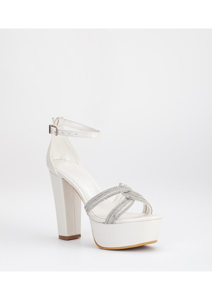 Saten Örgü Taşlı 40MM Sedef Kadın Platform Topuklu Abiye Ayakkabı fırsatları