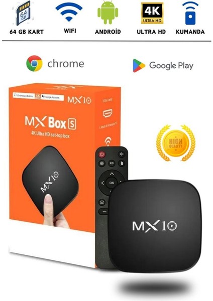 MX10 4K Android Tv Box Medya Oynatıcı Android 7.1 Medya Oynatıcı Tv Box Tv Stick Smart Tv Wifi 8gb