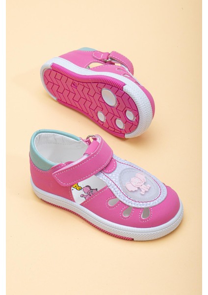 Şirinbebe Yan Açık Cırtlı Fuşya Kız Ilkadım Bebek k Ayakkabı