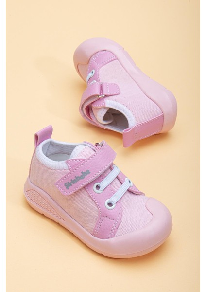 Şirinbebe Şiringenç Keten Pembe Kız Ilkadım Bebek Çocuk Ayakkabısı